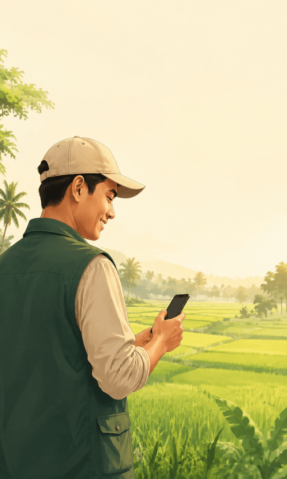 Mitra Kurata memeriksa data tanah melalui ponsel