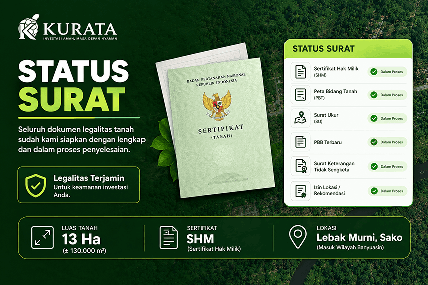 Tanah Strategis 13 Hektar di Lebak Murni, Sako – Banyuasin