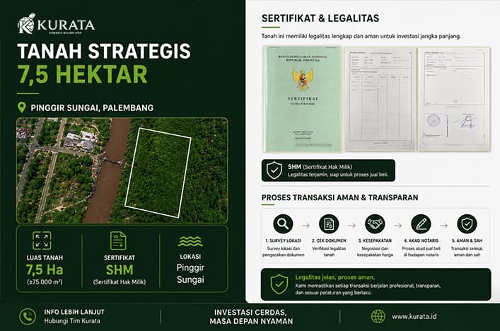 Tanah Strategis 7,5 Hektare di Pinggir Sungai Palembang, foto 2