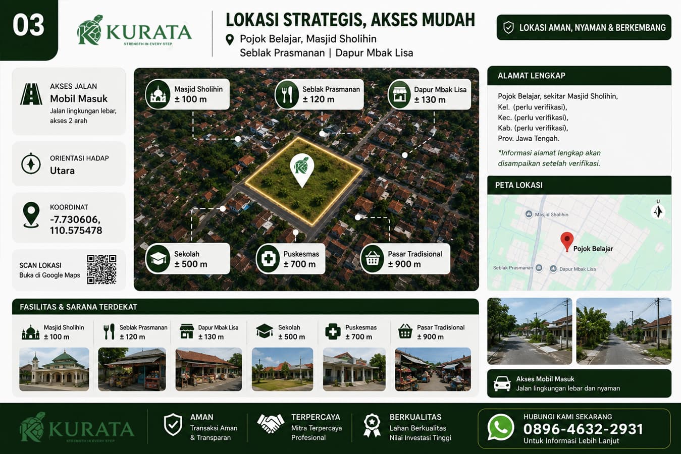 Tanah Pekarangan 900 m² Strategis di Pojok Belajar, foto 2