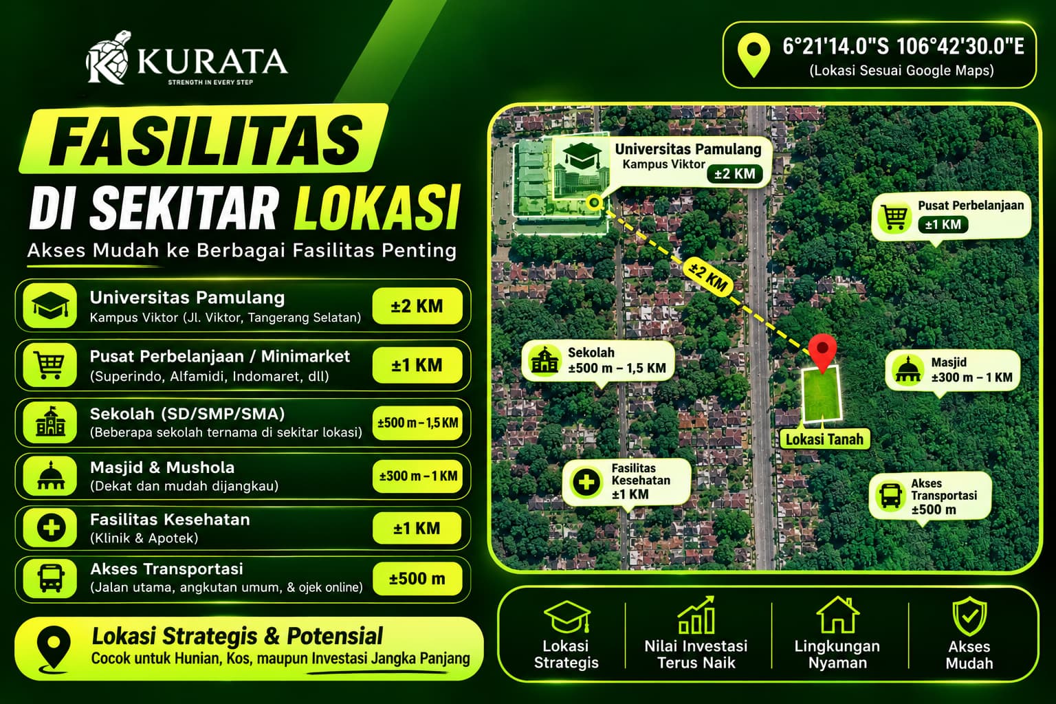 Tanah Strategis 553 m² Dekat Universitas Pamulang, foto 2